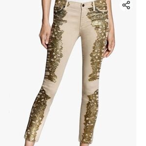 Joe's Jeans Skinny Ankle Metallic Denim Jeans Bone Wash Sz 28